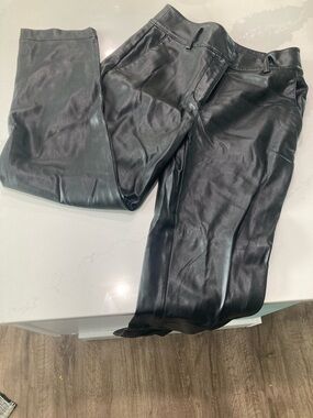 LOFT Black Straight Leg Faux Leather Pants